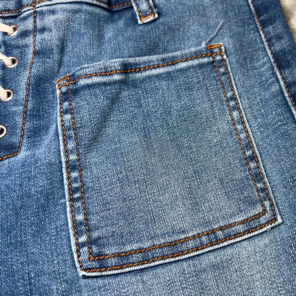 Monkey Ride Womens Size 9/29 Jeans Lace Up Front Flare Leg High Rise Denim Blue - Picture 14 of 14